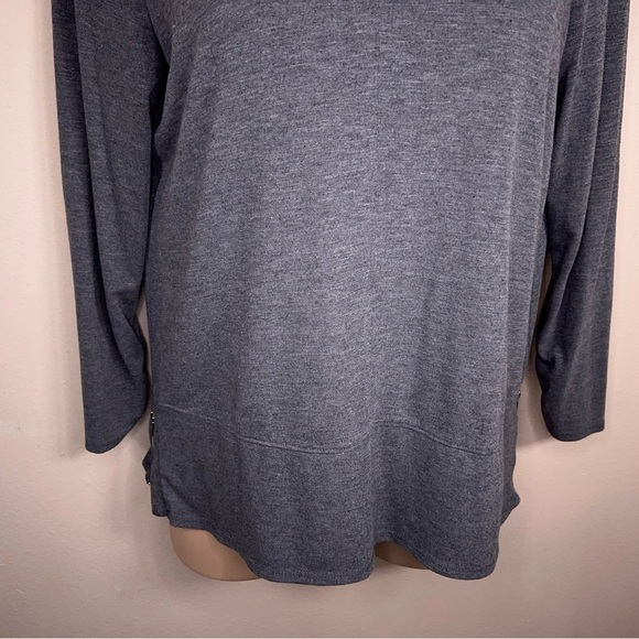 XXL Apt 9 Grey Gray Pullover Top Sweatshirt Zip Accent 3/4 Sleeve Casual Stretch - Picture 3 of 13